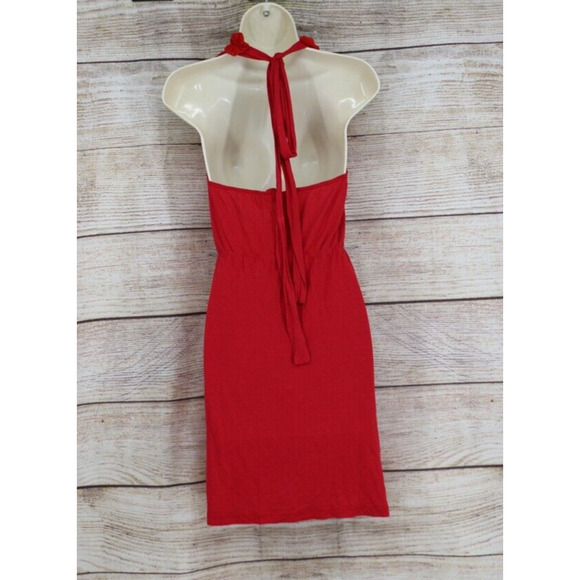 Spiegel Womens Size Small Halter Mini Empire Waist Dress Red Floral Accent - Picture 5 of 7